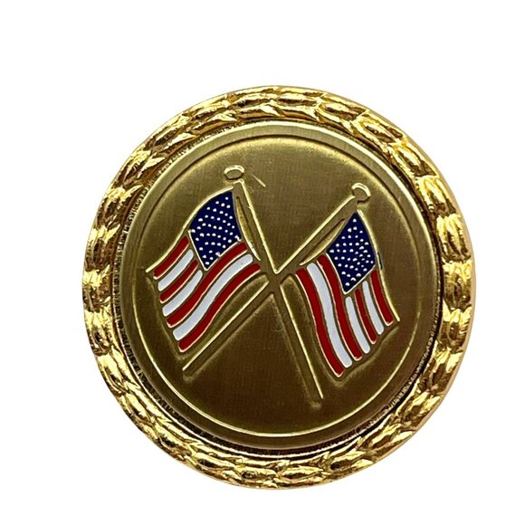 Vintage Gold Tone American Flag Set Of 3 Enamel Lapel Pins With Patriotic Design - Picture 2 of 11